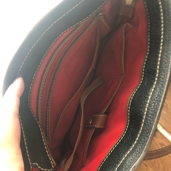 Dooney & Bourke Black and Brown Leather Briefcase with Gold Logo - Picture 3 of 4